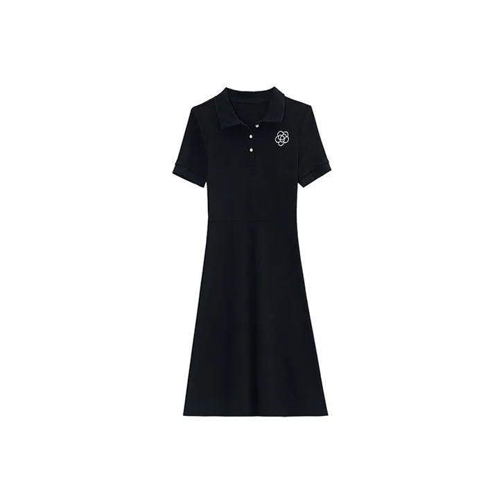 HUASJ Short Sleeved Dresses Women's Black-0