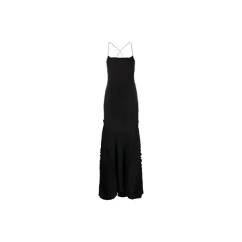 Jacquemus Crema Open-back Ruched Dress