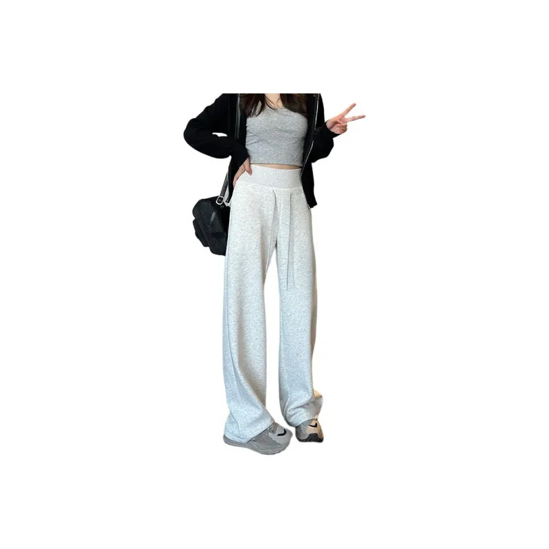 KALULI Spring Fall Casual Wide Leg Pants Sweatpants Women's Gray Black-20