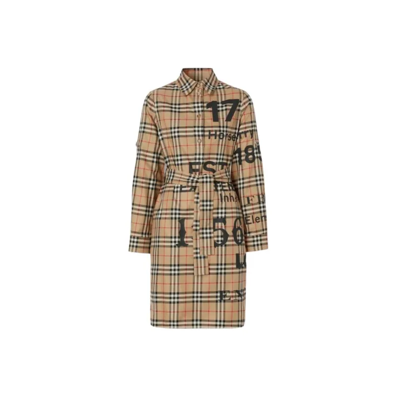 Burberry FW22 Long Sleeved Dresses Women's Beige-0