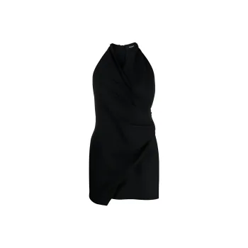 BALMAIN Halterneck Sleeveless Draped Mini Dress