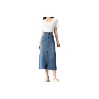HIPPIEMISS Denim Long Skirts Women's Blue