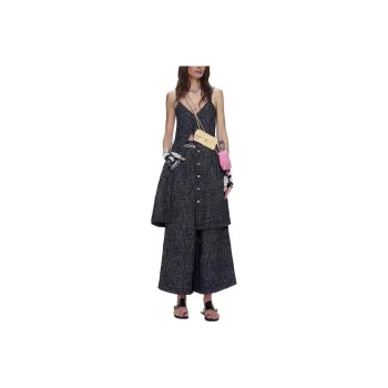 CHANEL Sleeveless Dresses Women's Black/White