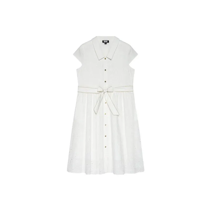 DKNY SS24 Short Sleeved Dress Women's White-0