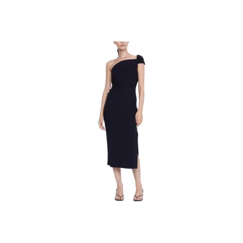 BEC+BRIDGE ELEA ASYM MIDI DRESS Short-Sleeved Dresses Women's BLACK/Black