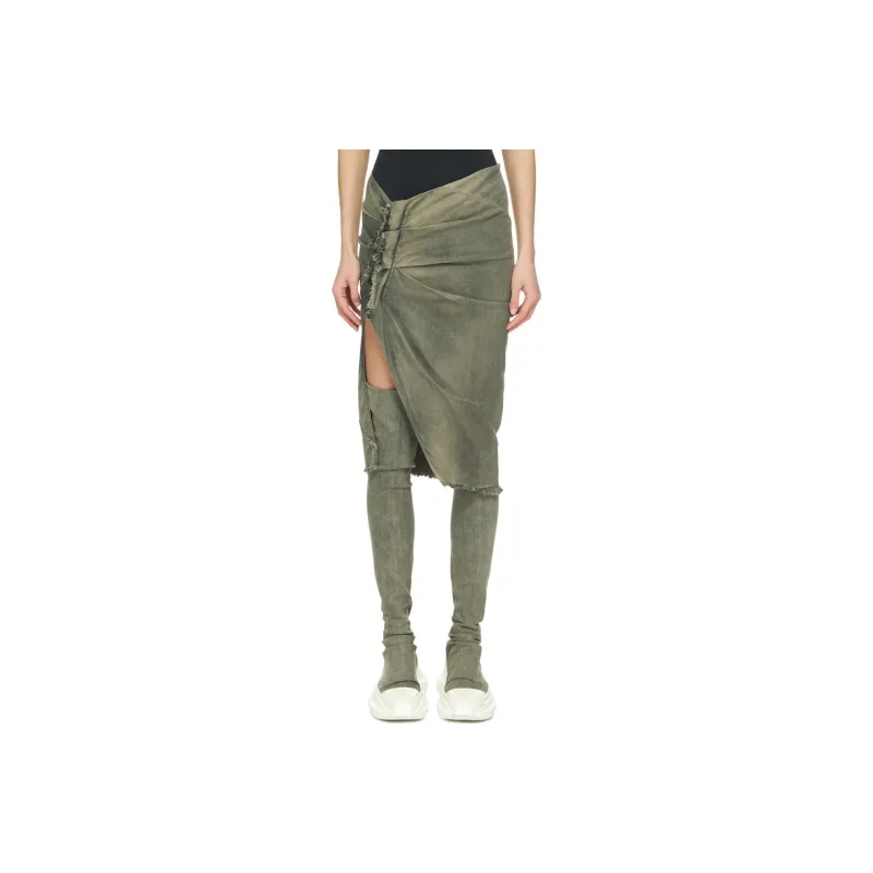 Rick Owens DRKSHDW Edfu Front slit Midi Skirt-0