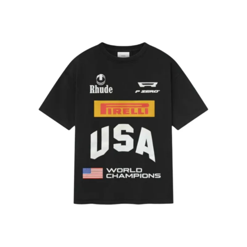 Beinaili X RHUDE Pirelli, Collaboration Edition T Shirts Unisex Black-0