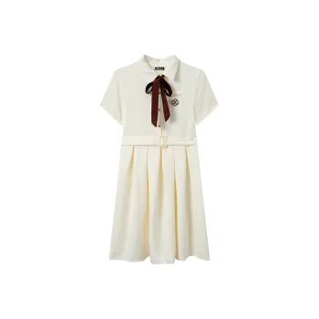 Adeworn Short Sleeved Dress Women's Apricot