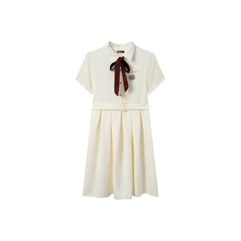Adeworn Short Sleeved Dress Women's Apricot-0