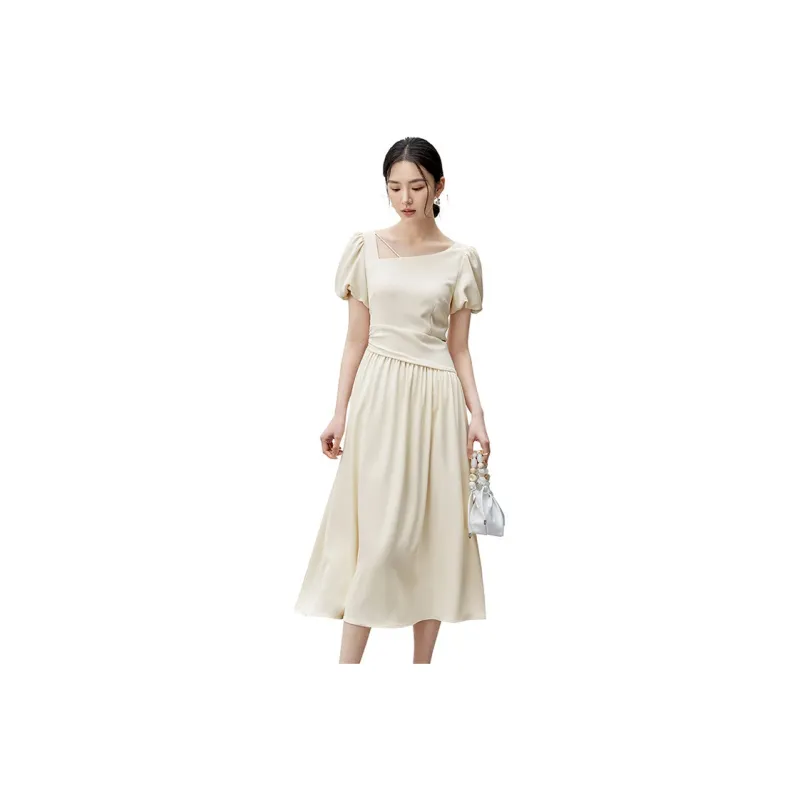 SENTUBILA Short Sleeved Dresses Women's Birch Apricot-0