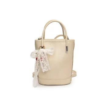 Yalu PU Bucket Bag, One Shoulder Handbag Unisex White/Black/Khaki/Green/Pink/Yellow