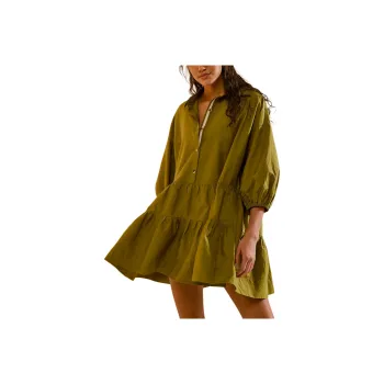 FREE PEOPLE Misha Mini Dress Long-Sleeved Dresses Women's Cardamom Seed