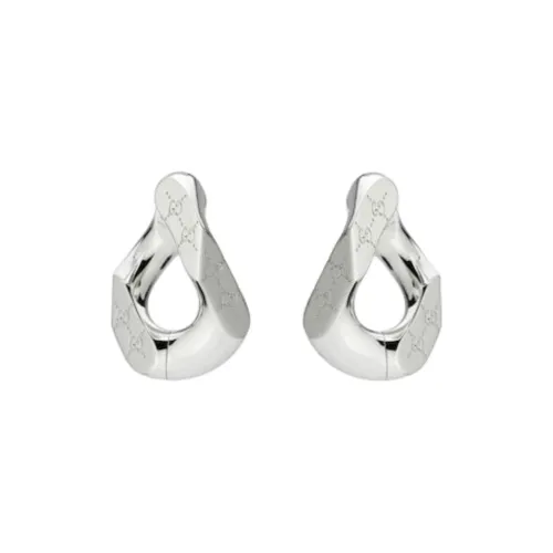 GUCCI Brass Earrings Unisex Silver