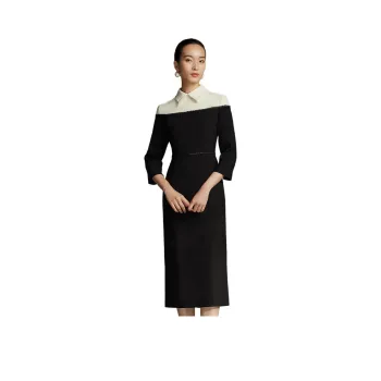 BBLLUUEE Long Sleeved Dress Women's Black White