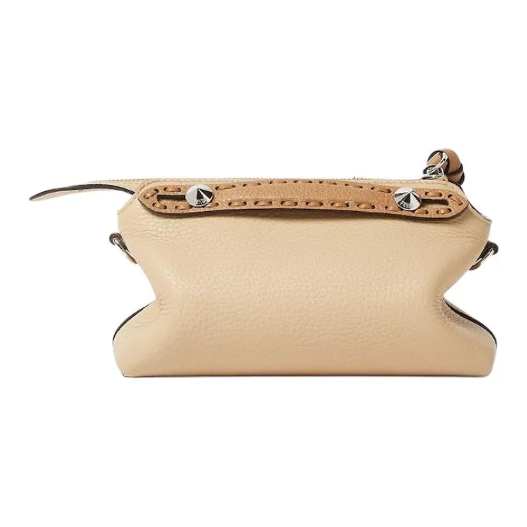 FENDI Selleria Calfskin Shoulder Bag, Crossbody Bag, Handbag Mini Women's Beige-3