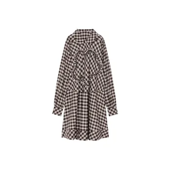 KENZO Gingham-Check Ruffle Hem Midi Dress