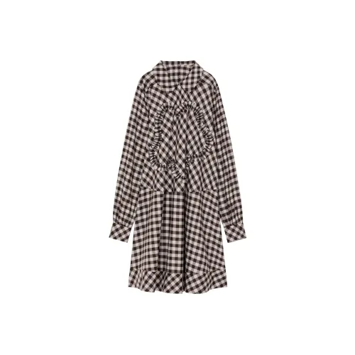KENZO Gingham Check Ruffle Hem Midi Dress
