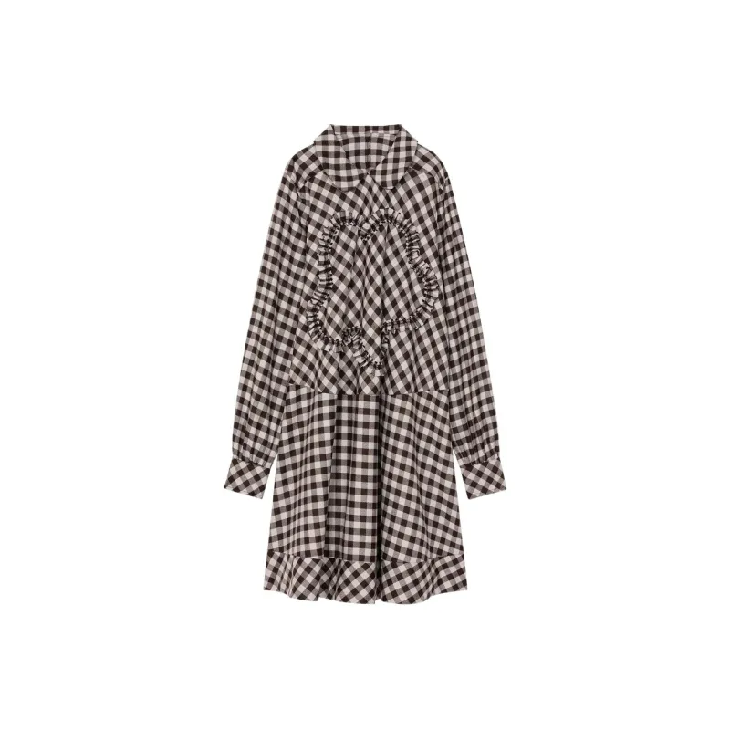 KENZO Gingham-Check Ruffle Hem Midi Dress-0