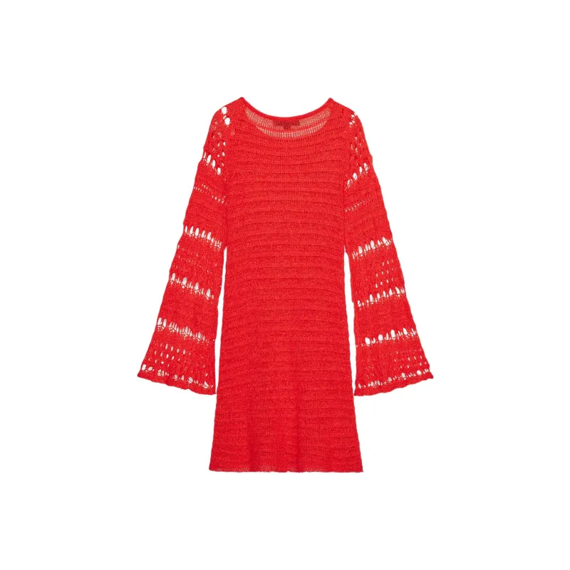 ZARA Long Sleeved Dress Women's Red/Coral-1