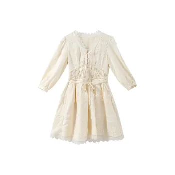 YUMOMO STAR A Line Skirt Dress Cheese Yellow
