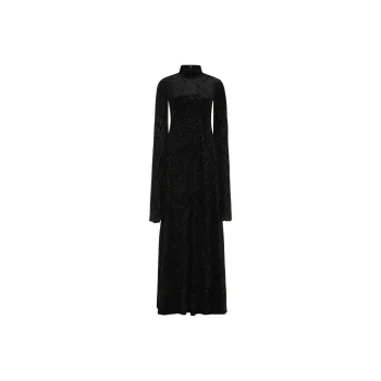 Balenciaga Velvet Long Sleeve Maxi Dress