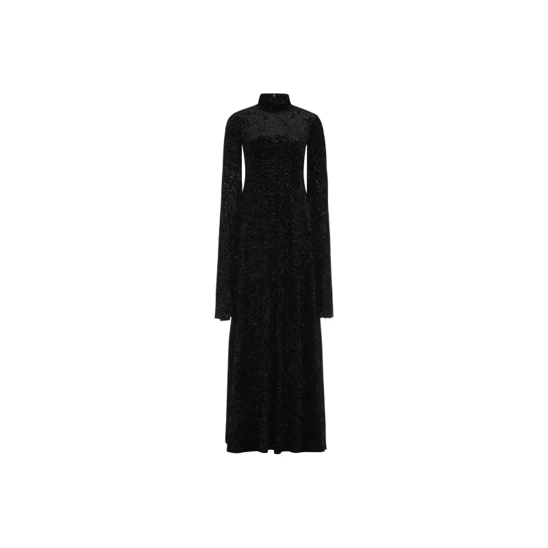 Balenciaga Velvet Long Sleeve Maxi Dress-0