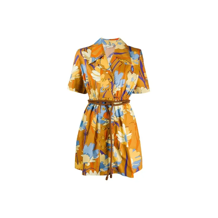 FENDI Short-Sleeved Dresses Women's Yellow-0