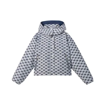 MICHAEL KORS R25 Hooded Puffer Jacket Coat Women's White & Navy Blue