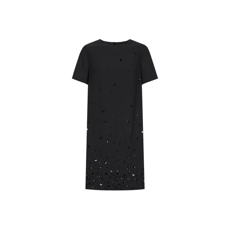 JZ. ANNAKRO Short Sleeved Dress Women's Plain Black-0