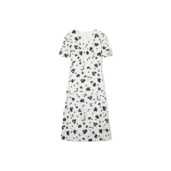 TKY SHOP Short Sleeved Dress Women's Black Floral