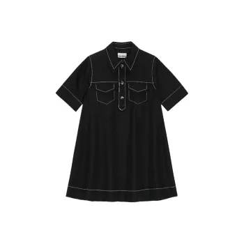 GANNI Short-Sleeved Crepe Mini Dress