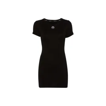 Marine Serre Logo Embroidered Crewneck T Shirt Dress