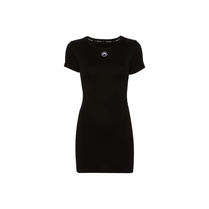 Marine Serre Logo Embroidered Crewneck T Shirt Dress-0