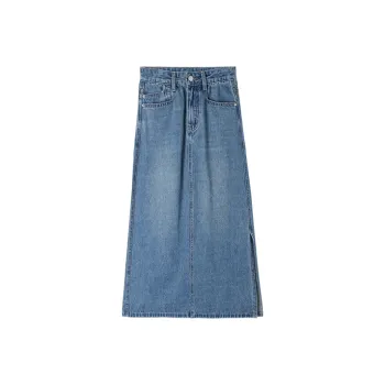 HIPPIEMISS Denim Long Skirts Women's Vintage Blue