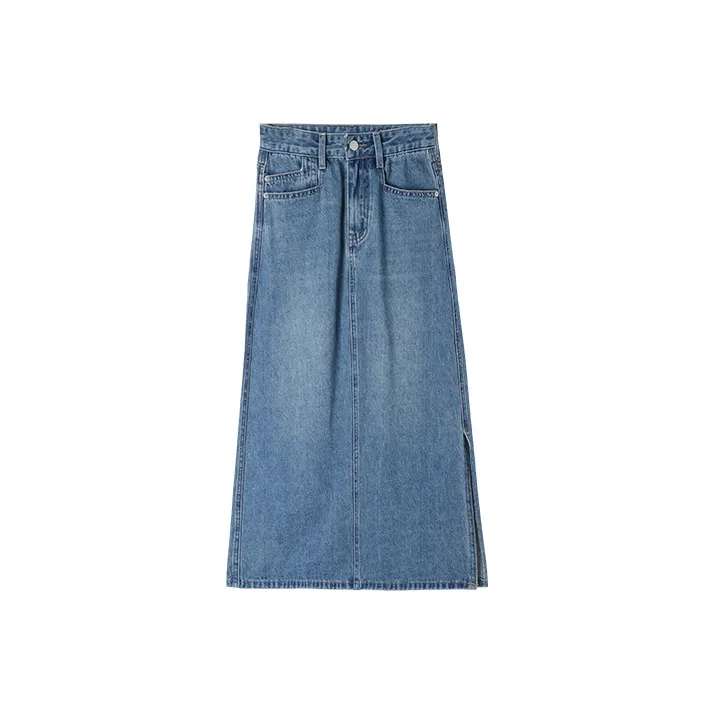 HIPPIEMISS Denim Long Skirts Women's Vintage Blue-0