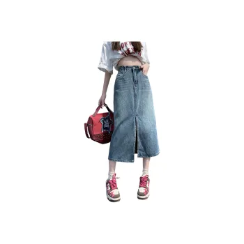 Jean West Denim Long Skirts Women's Blue