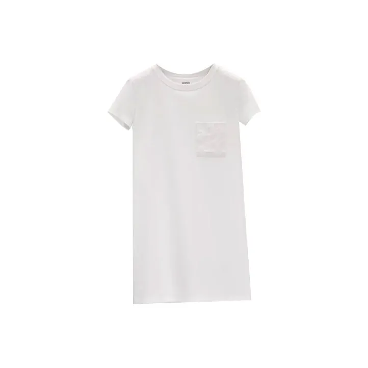 HERMES Short Sleeved Dresses Women's White-0