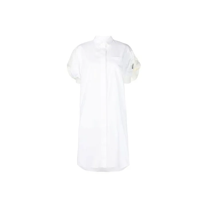 Sacai Puff-sleeve Poplin Minidress-0
