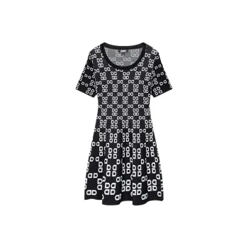 DKNY Short Sleeved Dress Women's Black & Multicolor