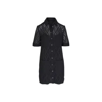 Veronica Beard Rafaela Broderie-anglaise Mini Shirt Dress