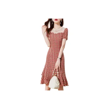 Wbwq Short Sleeved Dress Women's Red