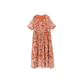 Mapping Short-Sleeved Dresses Women's Multicolor