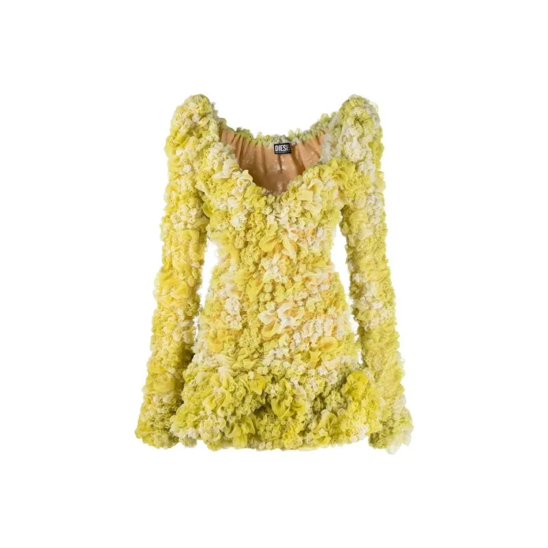 DIESEL Long-Sleeved Dresses Women's Yellow Green-0