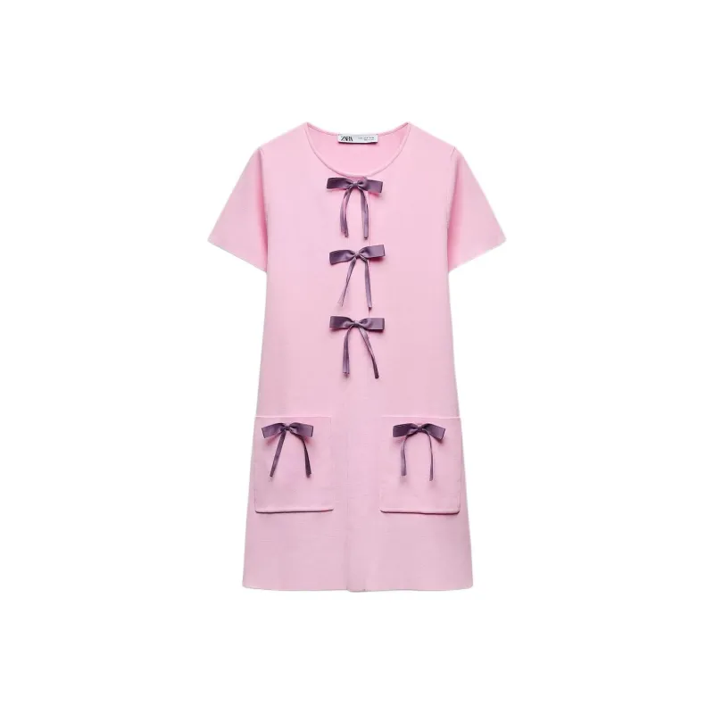ZARA Short Sleeved Dresses Women's Pink-0