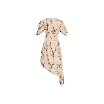 Alexander McQueen Asymmetric Floral Printed Dress