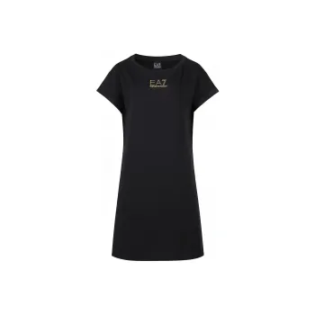 EMPORIO ARMANI EA7 SS24 Short Sleeved Dress Women's Black