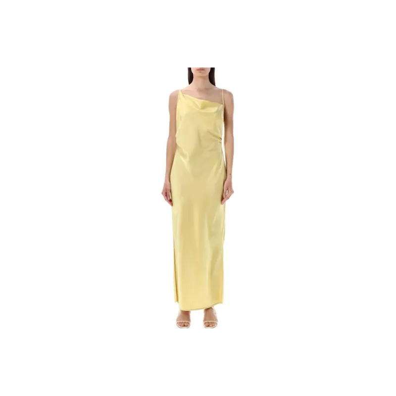 NANUSHKA Asymmetric Draped Satin Dress-0