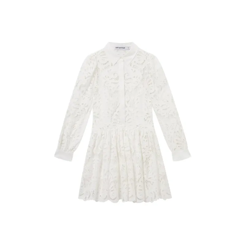Self portrait Long Sleeved Dresses Women's Pure White-0