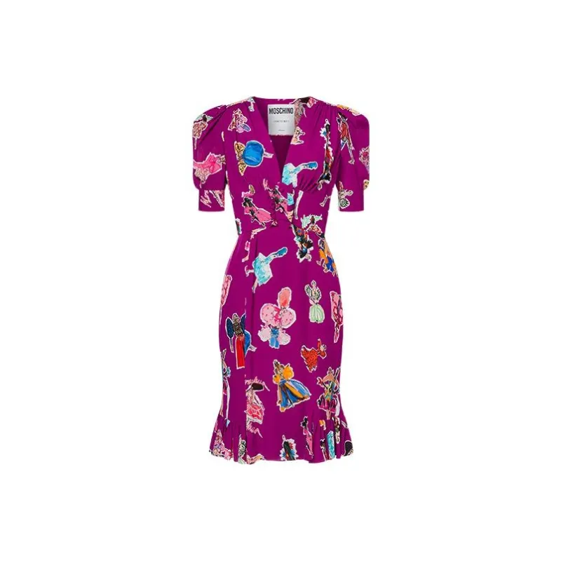 MOSCHINO Short-Sleeved Dresses Women's Purple-0