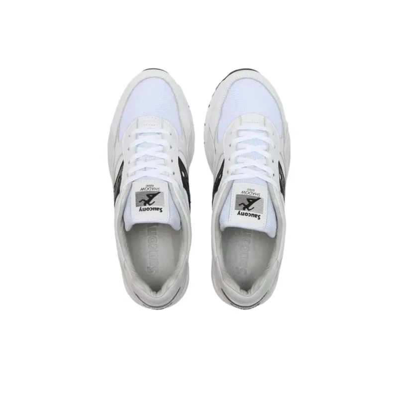 Saucony Shadow 6000 Anti Slip Wear Resistant Low Top Running Shoes Unisex White Black-3